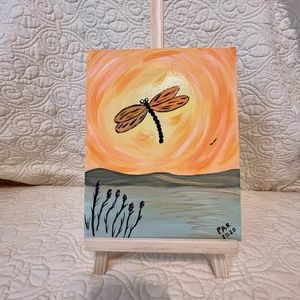 "Sunset Dragonfly", 8x10,  Acrylic Painting